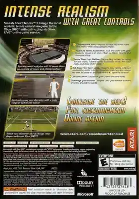 Smash Court Tennis 3 (USA) box cover back